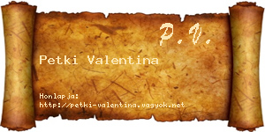 Petki Valentina névjegykártya